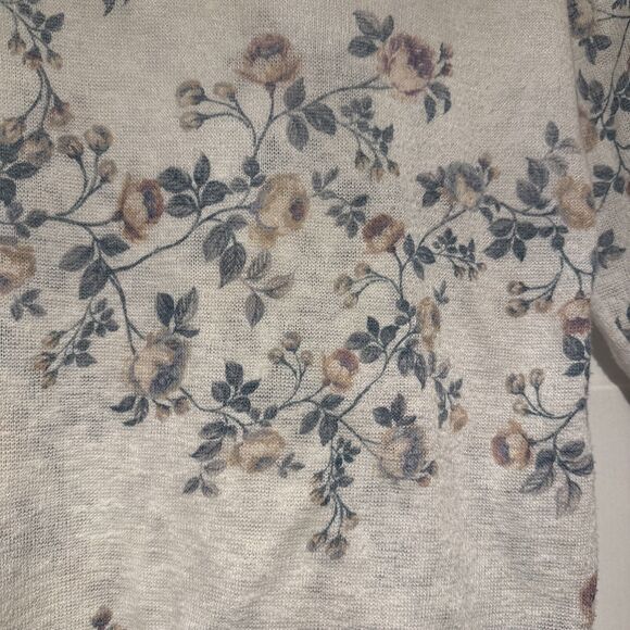 Lauren Conrad Runway Sweater Women's XS White Floral Lightweight Back Tie - Picture 2 of 7